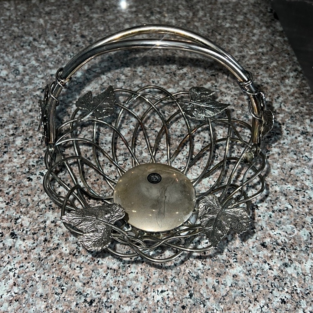 2 Round Matching Vintage Godinger Silver Baskets with Handles